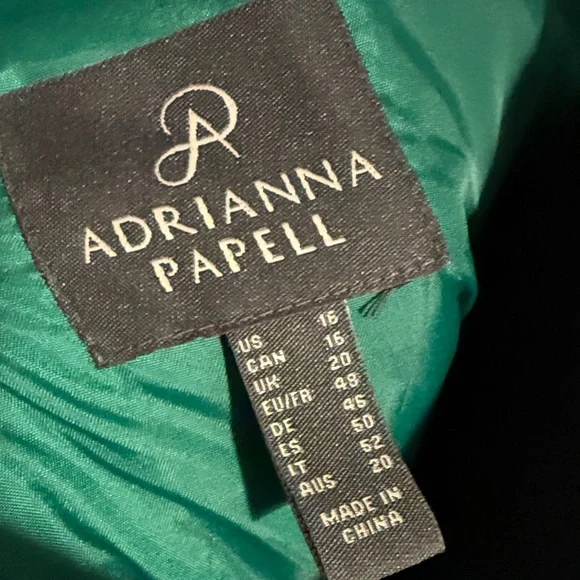 B36 Adrianna Papell Women’s Plus 16 Green Satin Sleeveless A-Line Maxi Dress - Picture 2 of 16